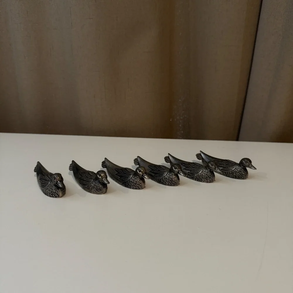 Vintage Silea Silver‎ Plated Duck Knife Rests Set of 6 French Table Decor